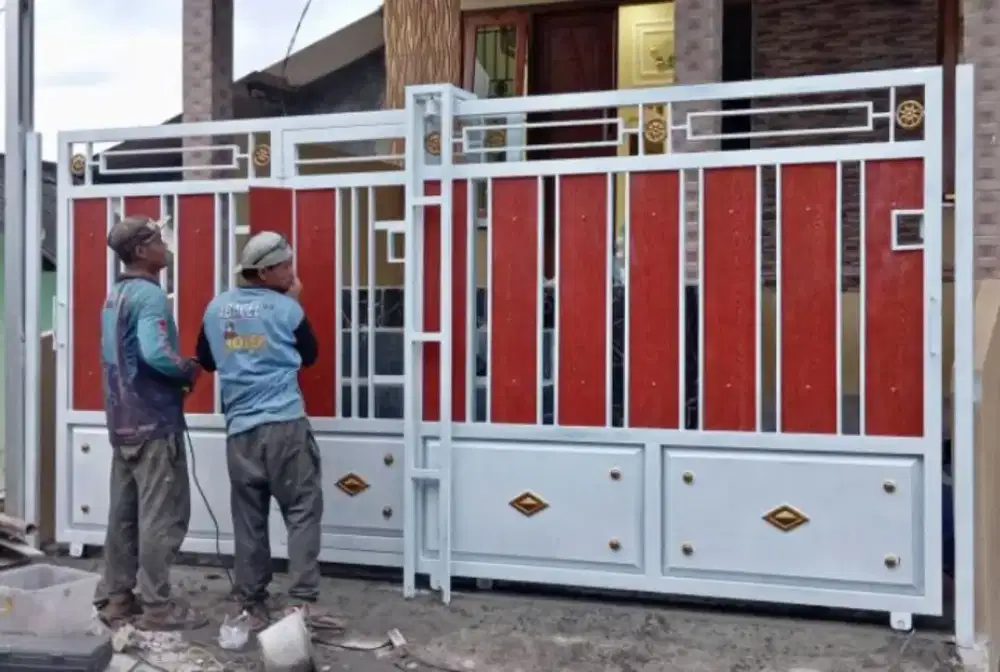 Pagar gerbang minimalis mewah motip terbaru motip kayu