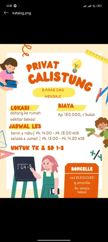 Les privat bahasa arab dan calistung