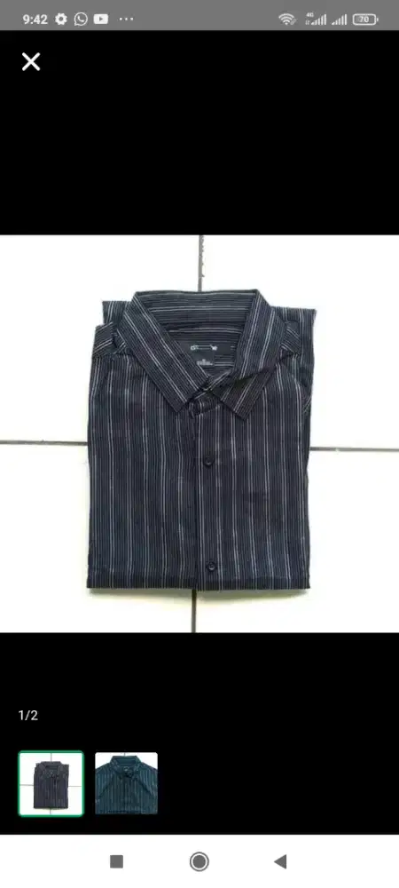 Kemeja hitam pendek salur m eropa sisa eksport