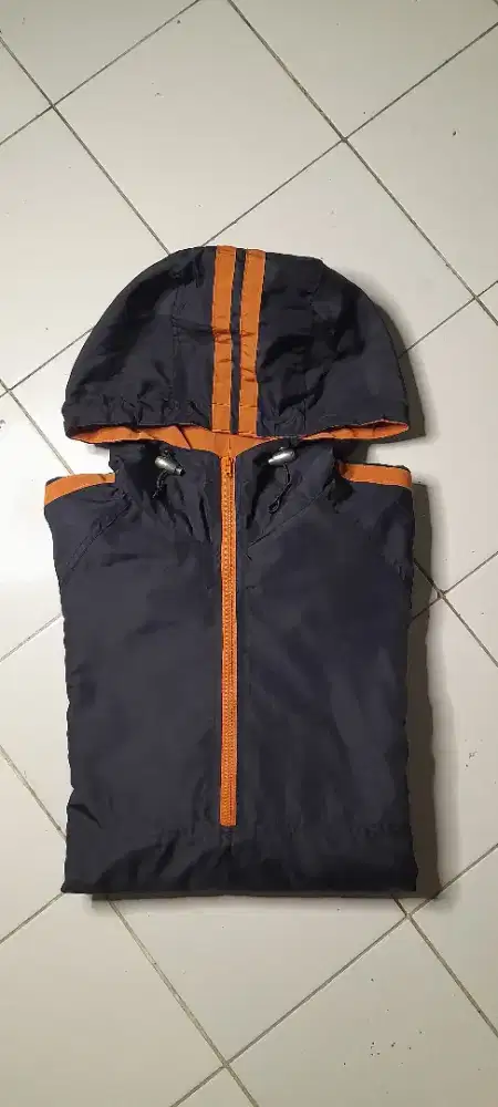 Jaket parasut NAVY garis Orange