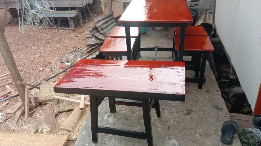 Meja angkringan kursi 4 bahan full kayu berkualitas free ongkir