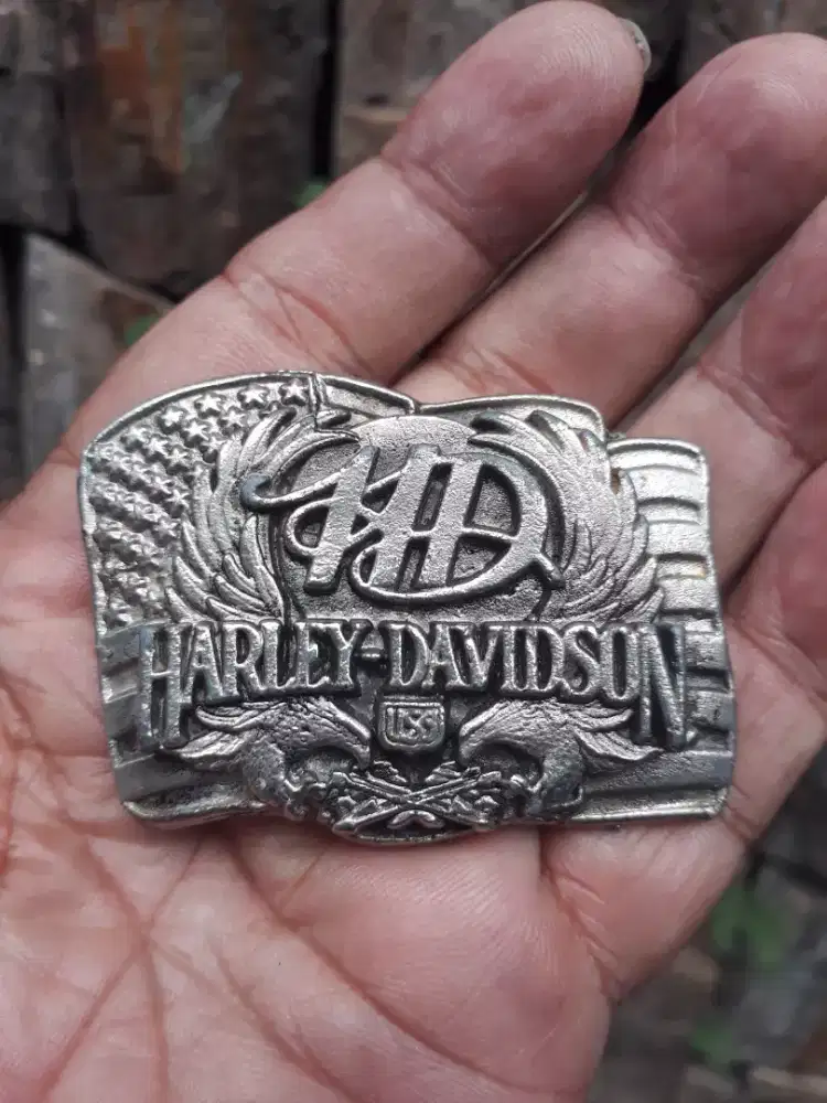 Antik vintage buckle head kepala gesper harley davidson made in USA
