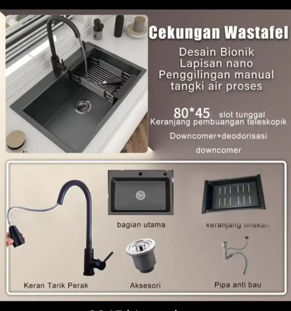 Wastafel cuci piring ukuran besar 80 x 45