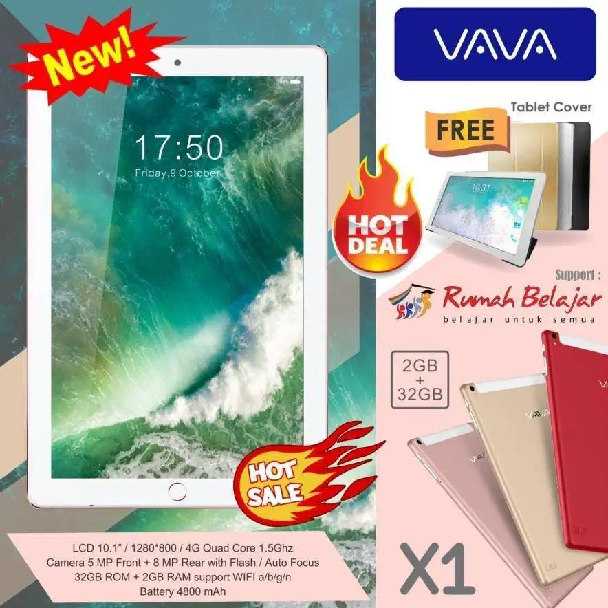 VAVA X1 4G LTE TABLET 10.1 INCH NEW - Merah Tablet belajar anak