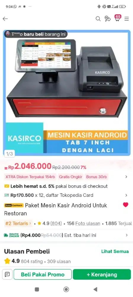 Jual android kasir, laci kasir dll