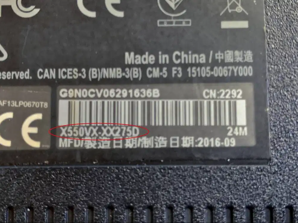 LAPTOP A S U S X550VX - Intel Cor i7-6700HQ , Turbo Frequency 3.50 GHz