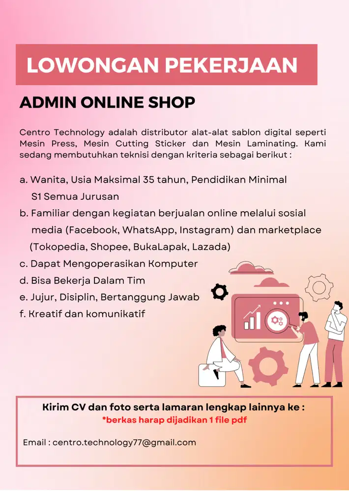 DIBUTUHKAN SEGERA ADMIN ONLINE SHOP di CENGKARENG, JAKARTA BARAT