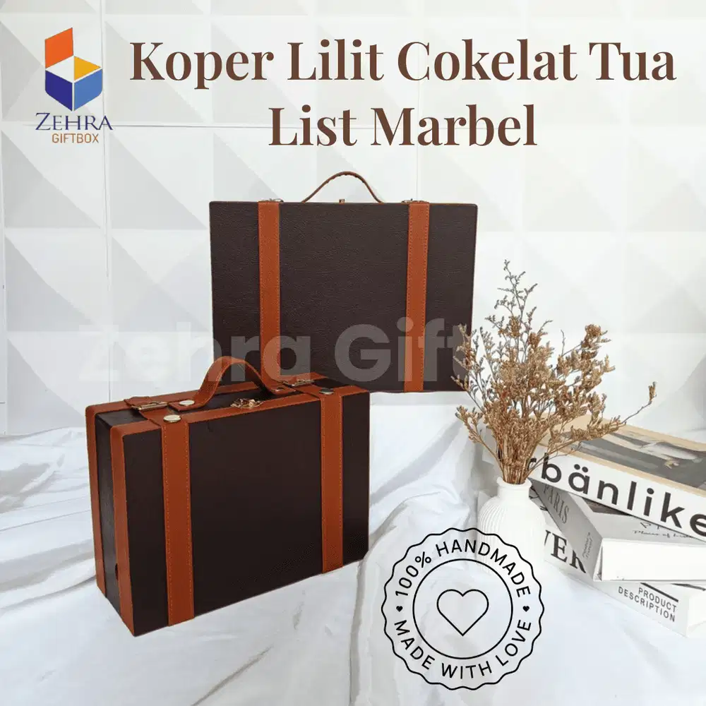 Box Hampers Model Koper Warna Coklat Tua Bahan Kulit Sintetis Handmade