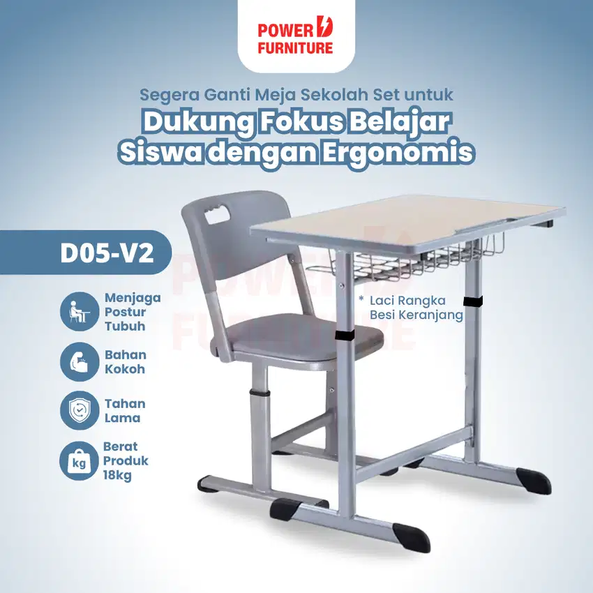 [HARGA PABRIK] PowerD Kursi Sekolah D05 v2 - Meja kursi sekolah