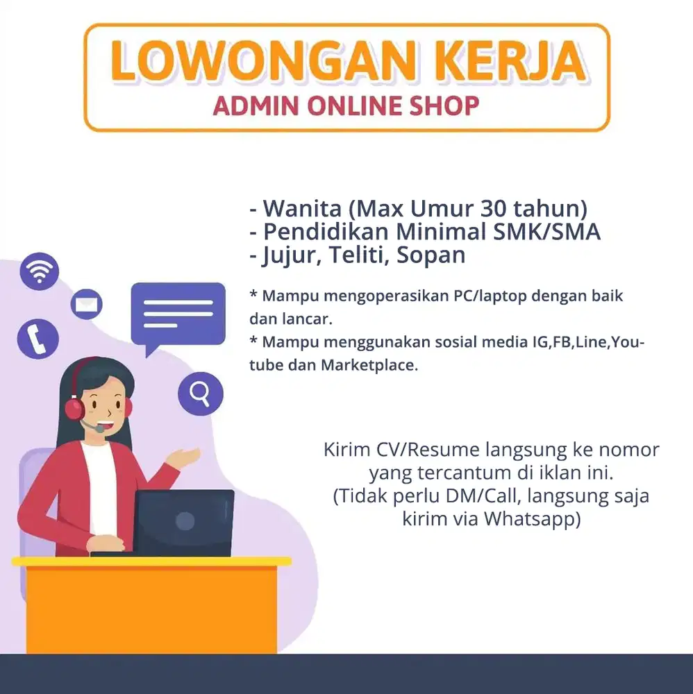 Lowongan Kerja Admin Toko Online Live Selling Sosial Media Surabaya