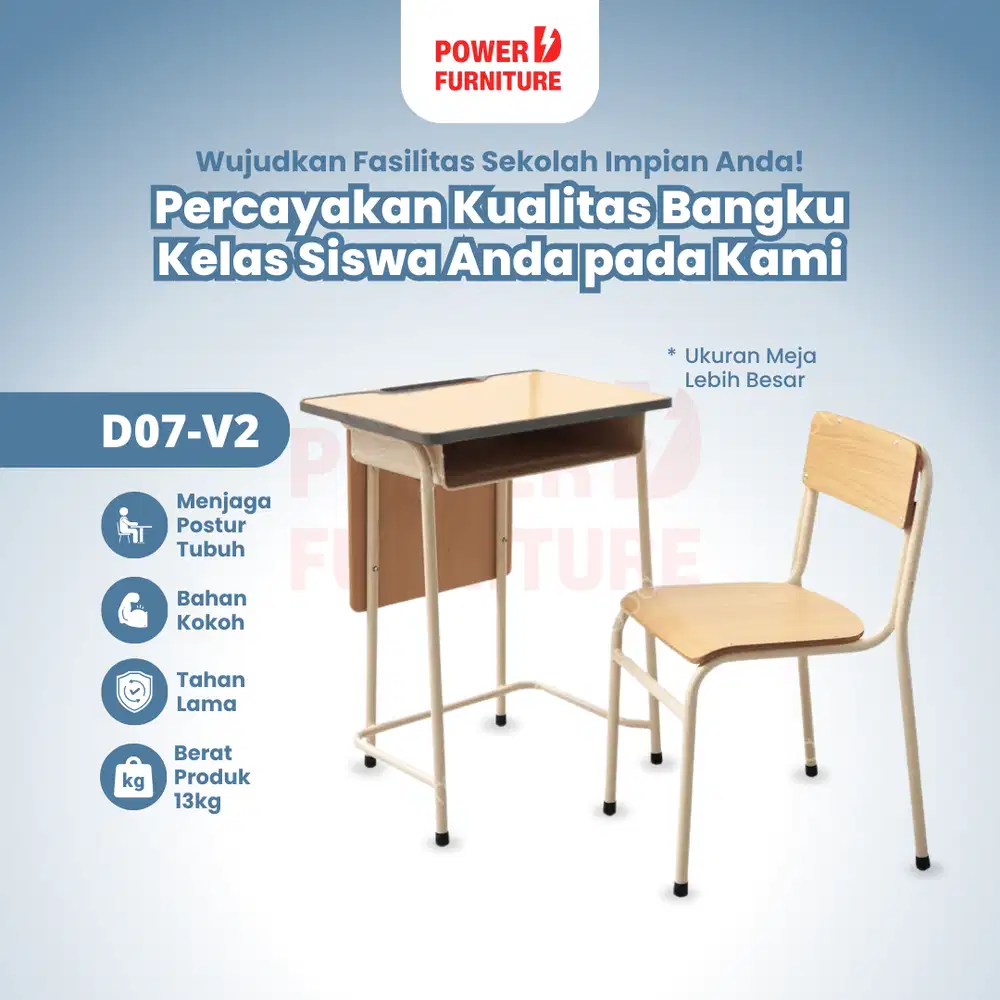 [HEMAT] Kursi Sekolah Tipe D07 v2 PowerD - Meja sekolah modern