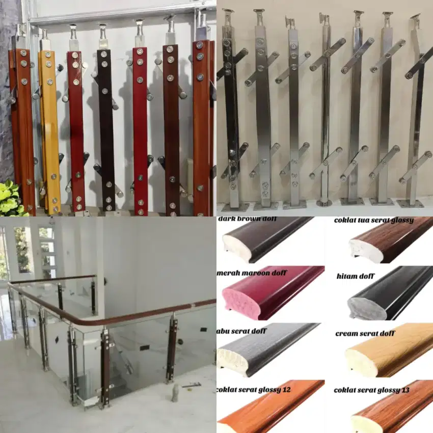 Tiang tangga kaca tiang railing stainless handrailing tangga pvc