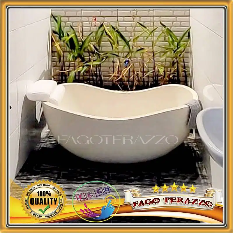 Bathtub Marmer Terazzo Lengkung Premium new