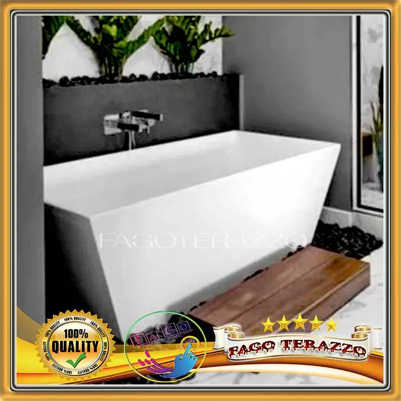 Bathtub Teraso Standing Handmade Marmer Minimalis