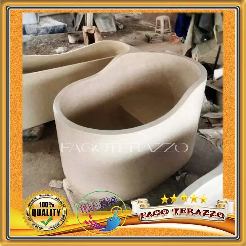 Bathtub Dudukan Custom Teraso Minimalis Marmer 110x70x90cm