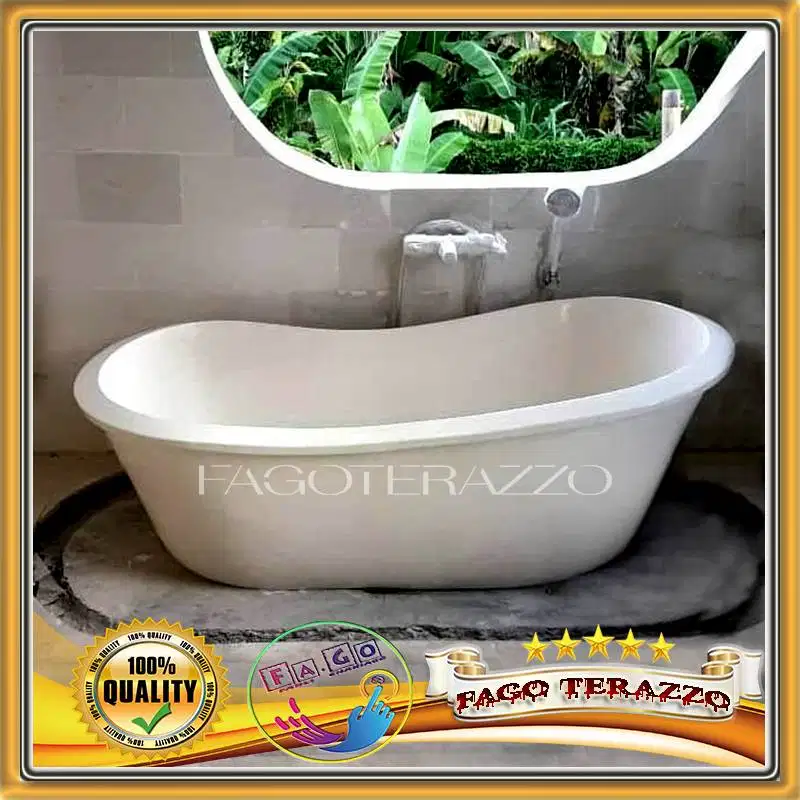 Bathtub Terazzo Lengkung Klasik Handmade Marmer