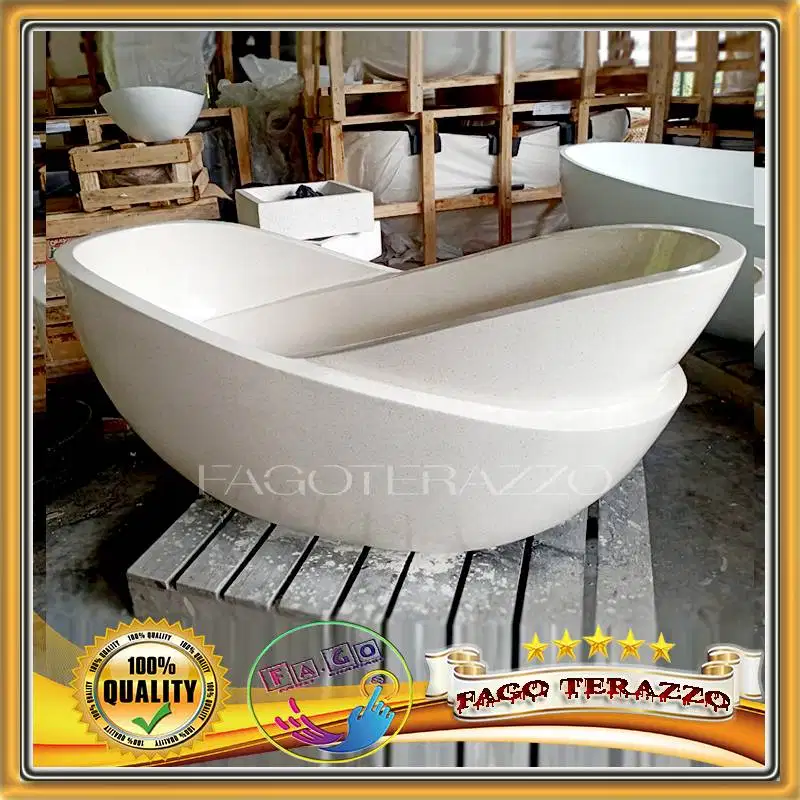 Bathtub Terazzo Premium Standing Twin Marmer Minimalis