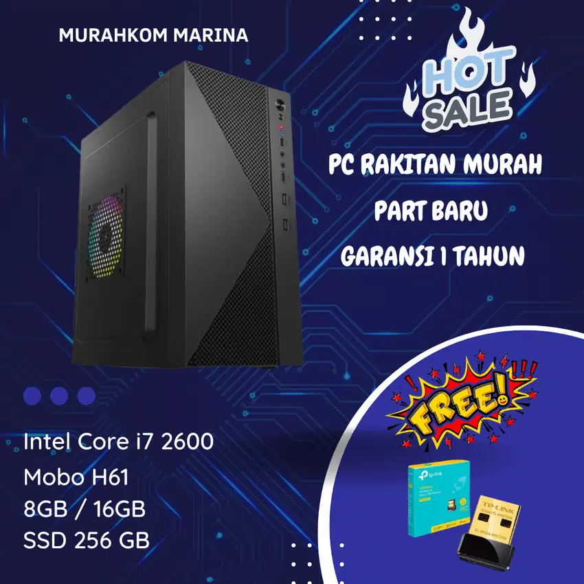 PC RAKITAN MURAH CORE i7 - 2600 RAM 16GB SSD 256GB WINDOWS 11