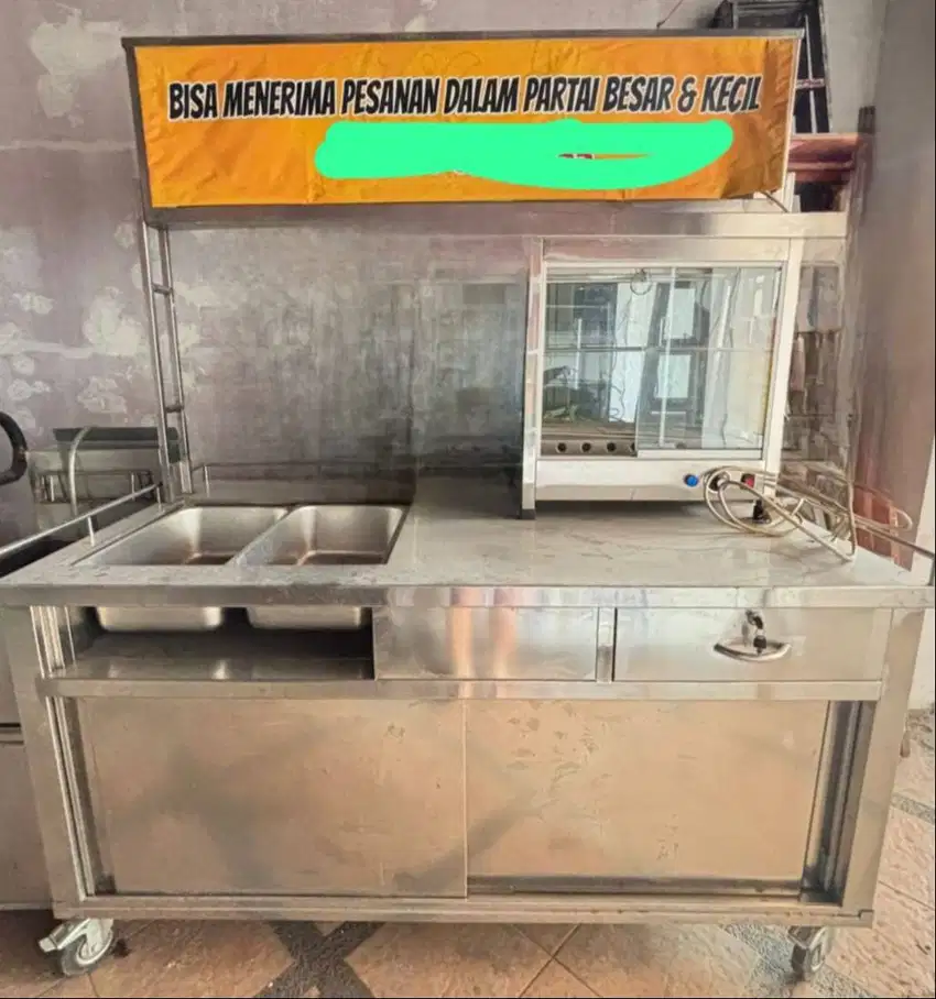 TERMURAH!!! STELING FULL STAINLESS BEKAS JUALAN AYAM GORENG