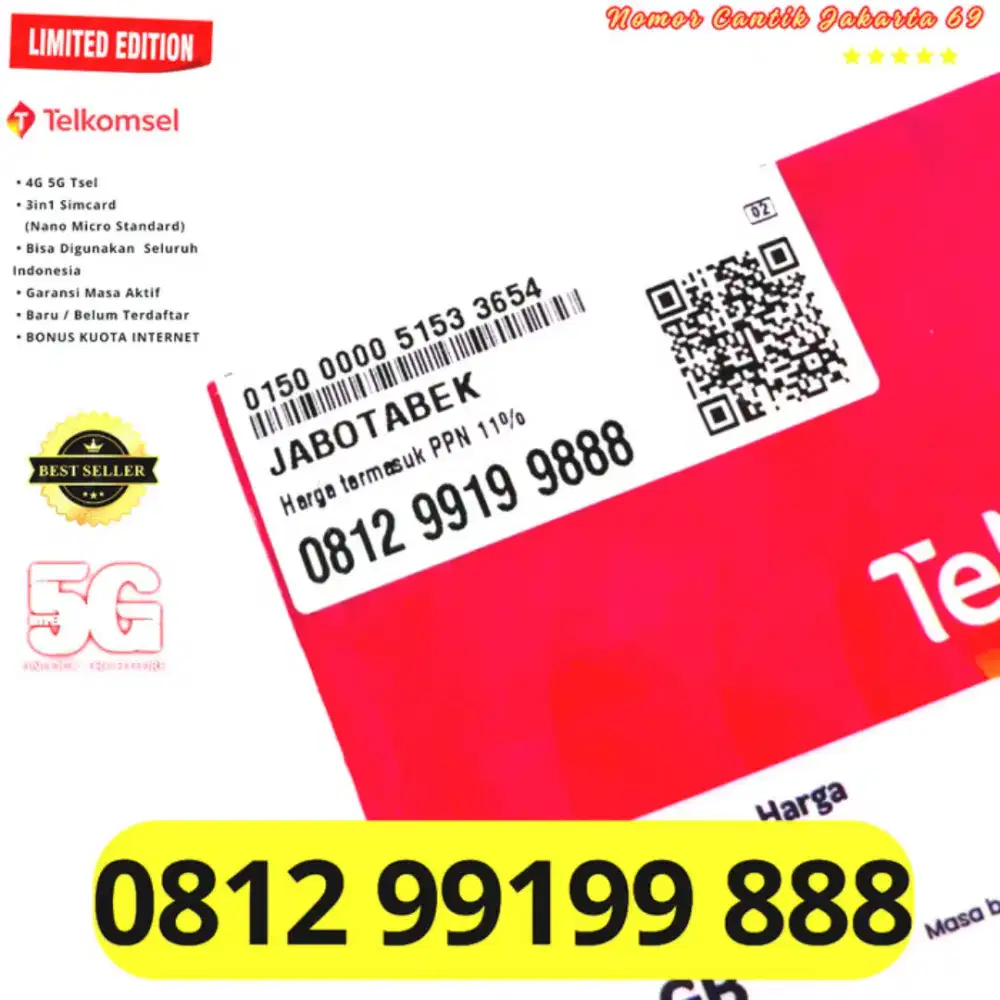Nomor cantik Super 999 Telkomsel support 5g