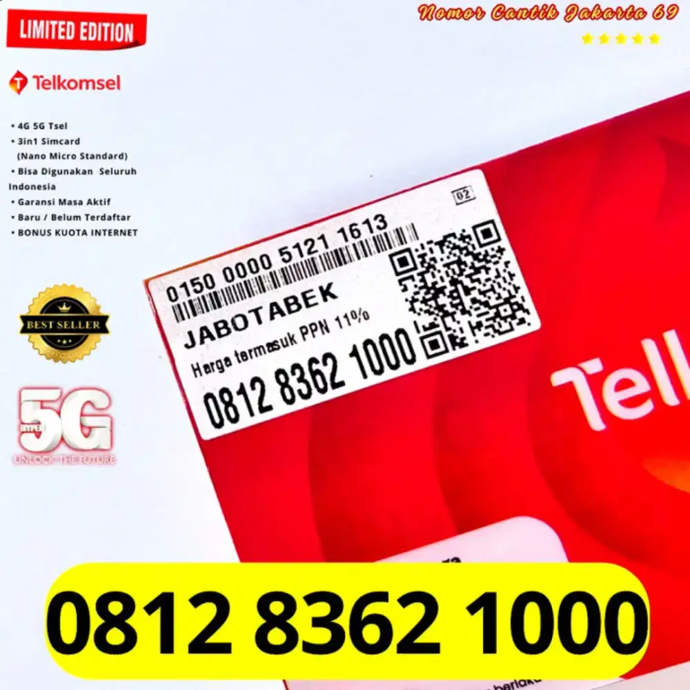 Nomor cantik Super 999 Telkomsel support 5g
