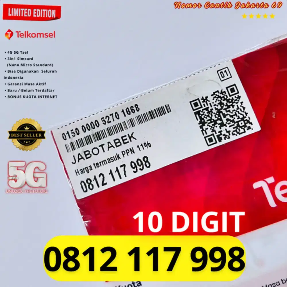 Nomor cantik Super 10 digit Telkomsel support 5g