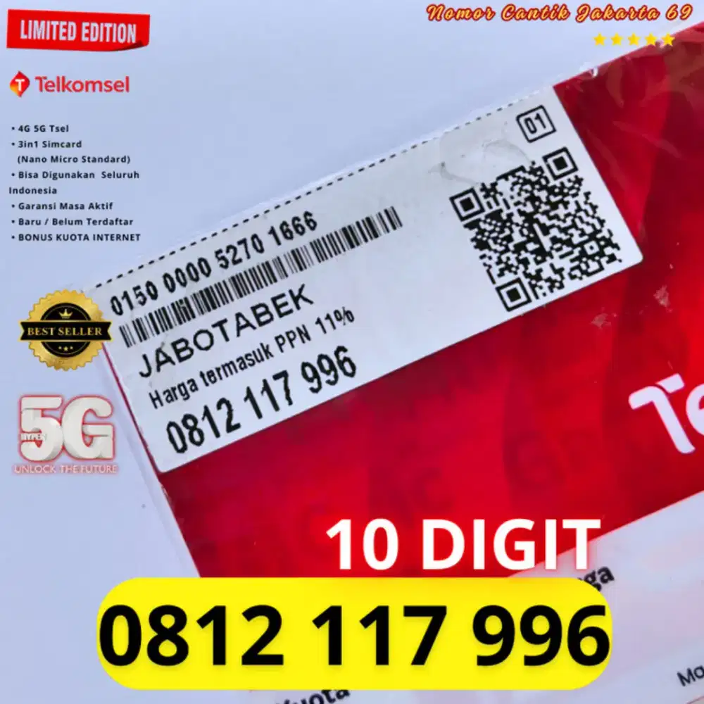 Nomor cantik Super 10 digit Telkomsel support 5g