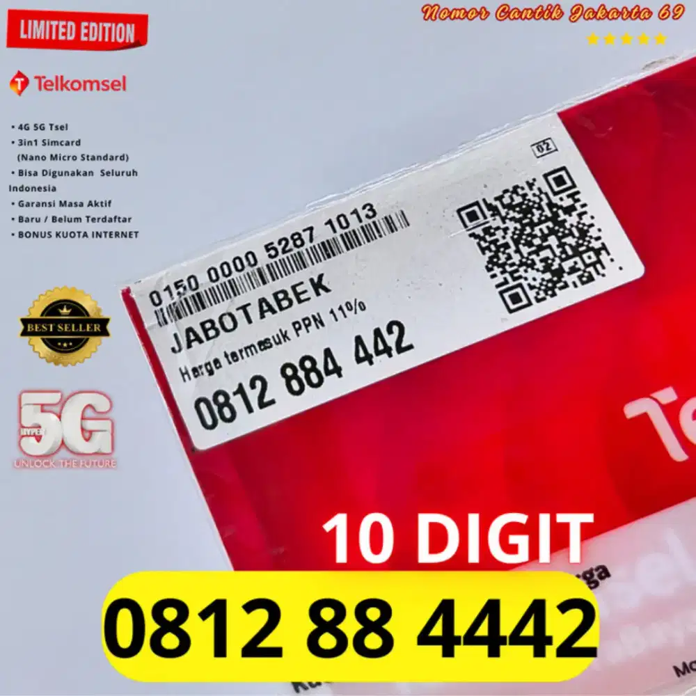 Nomor cantik Super 10 digit Telkomsel support 5g