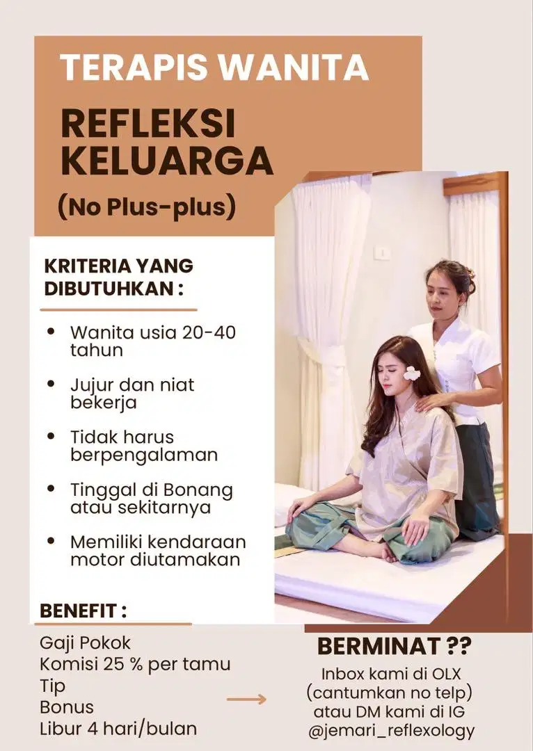 Dibutuhkan Terapis Wanita (No Plus-Plus)