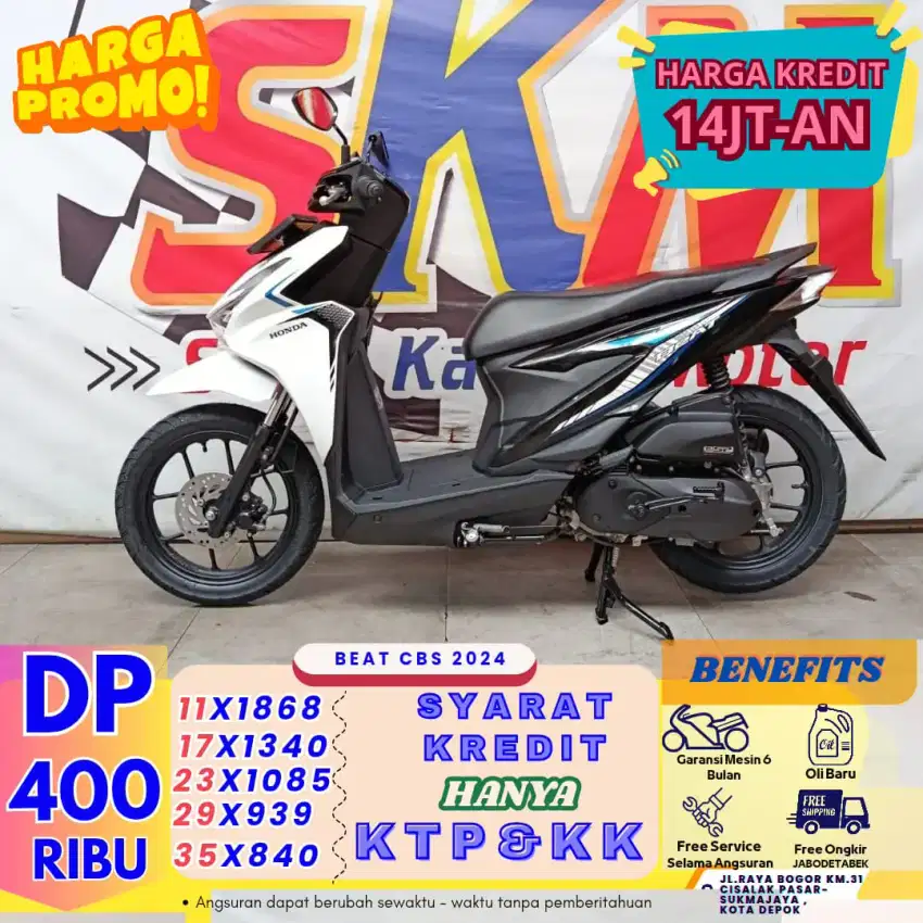 ( beat tahun 2024 dp:400 proses 1hari  syarat kk dan ktp)