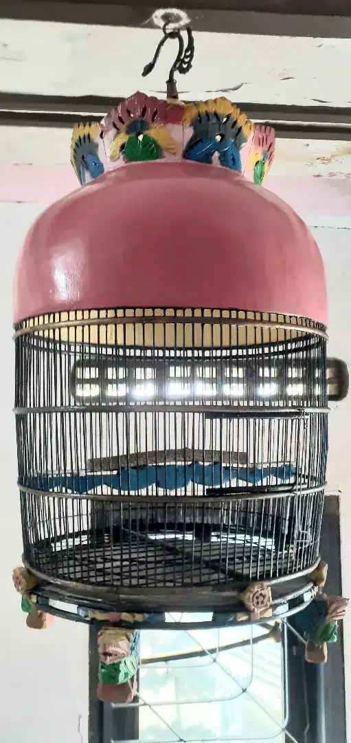 Sangkar perkutut ukir bahan kayu dempol