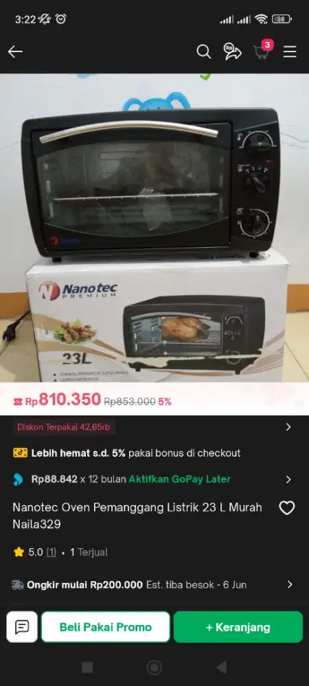 Jual Butuh Oven Pemanggang Listrik 23 L (baru)