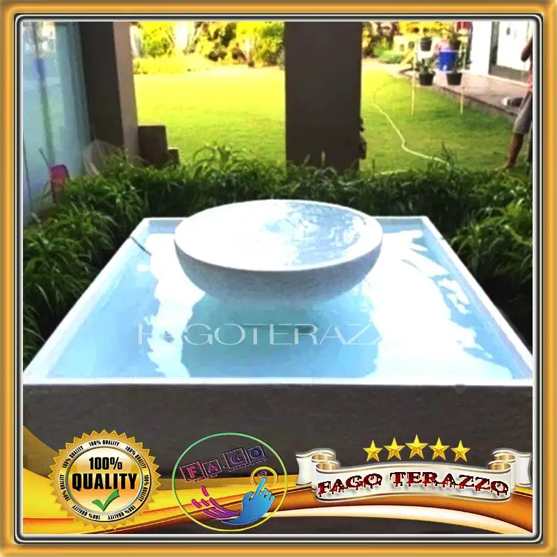 Air Mancur Teraso Kolam Putih Besar Estetik Minimalis Alami