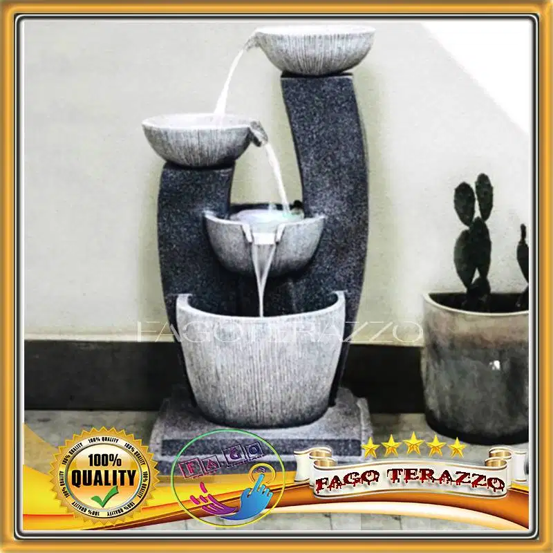 Air Mancur Taman Teraso Cacah Alami Batu Minimalis