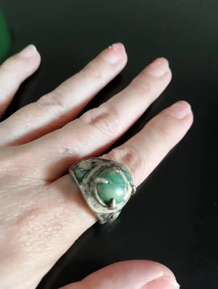 Cincin akik batu pirus Persia hijau