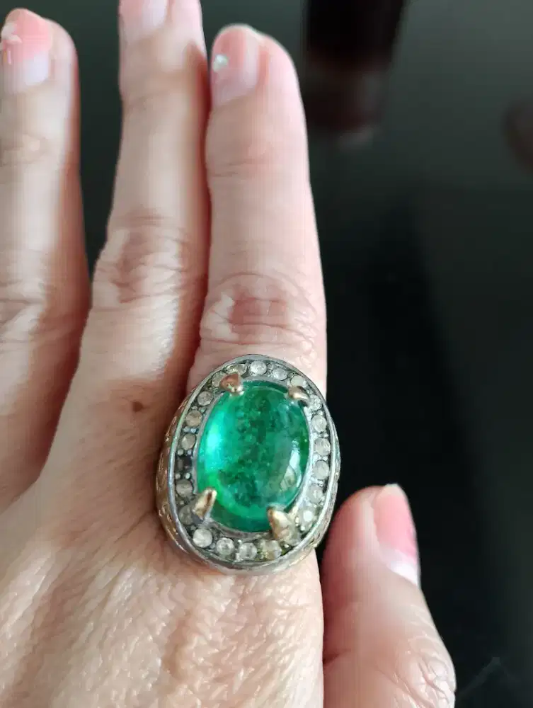 Cincin Batu akik alexandrite hijau