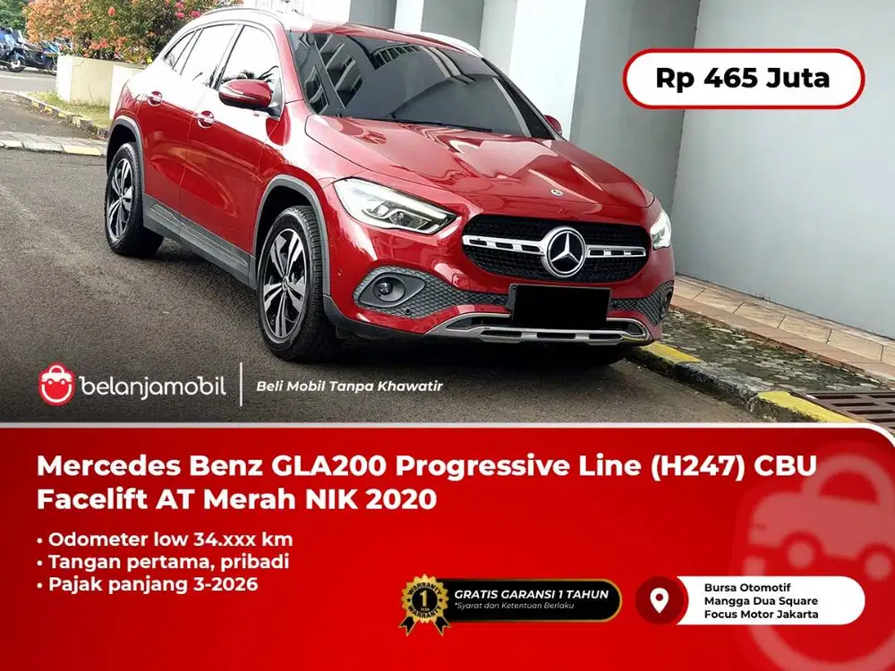 LOWKM Mercedes Benz GLA200 GLA 200 Progressive Line AT Merah 2020/2021