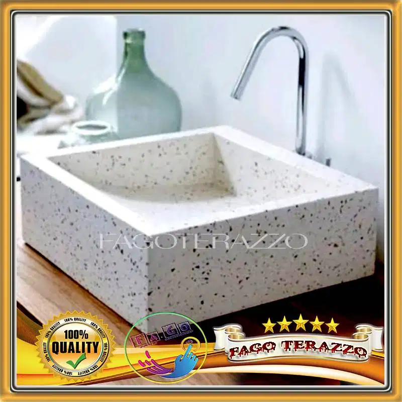 Wastafel Cuci Tangan Terazzo Wastafel Meja Square