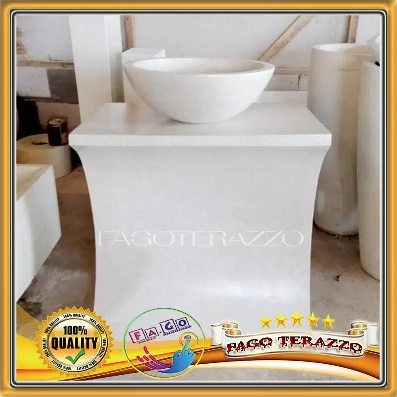 Wastafel Cuci Tangan Standing Lengkung Mangkuk Teraso