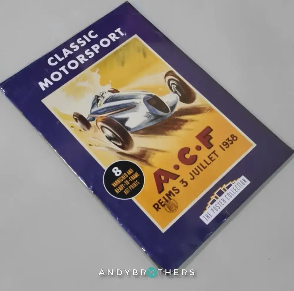 Paket Poster Otomotif Import 8 pcs Grand Prix ACF 1938 Reims Prancis.