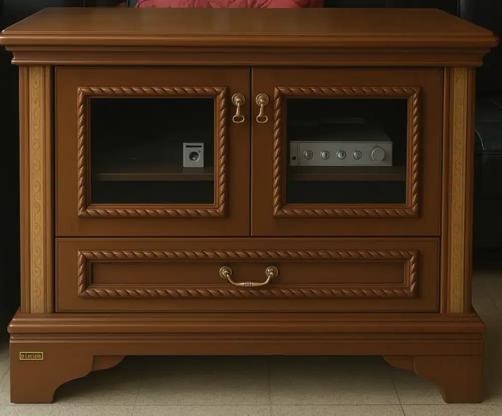 Dijual Lemari TV Klasik Kayu Solid – Elegan & Kokoh