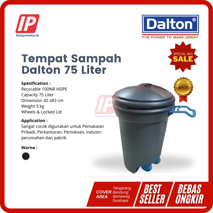 Tempat Sampah Dalton Tong Sampah Plastik HDPE 75 Liter (Circle)