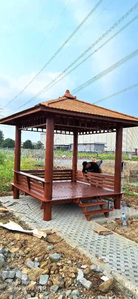 Gazebo taman kayu kelapa ukuran 2,5x2,5