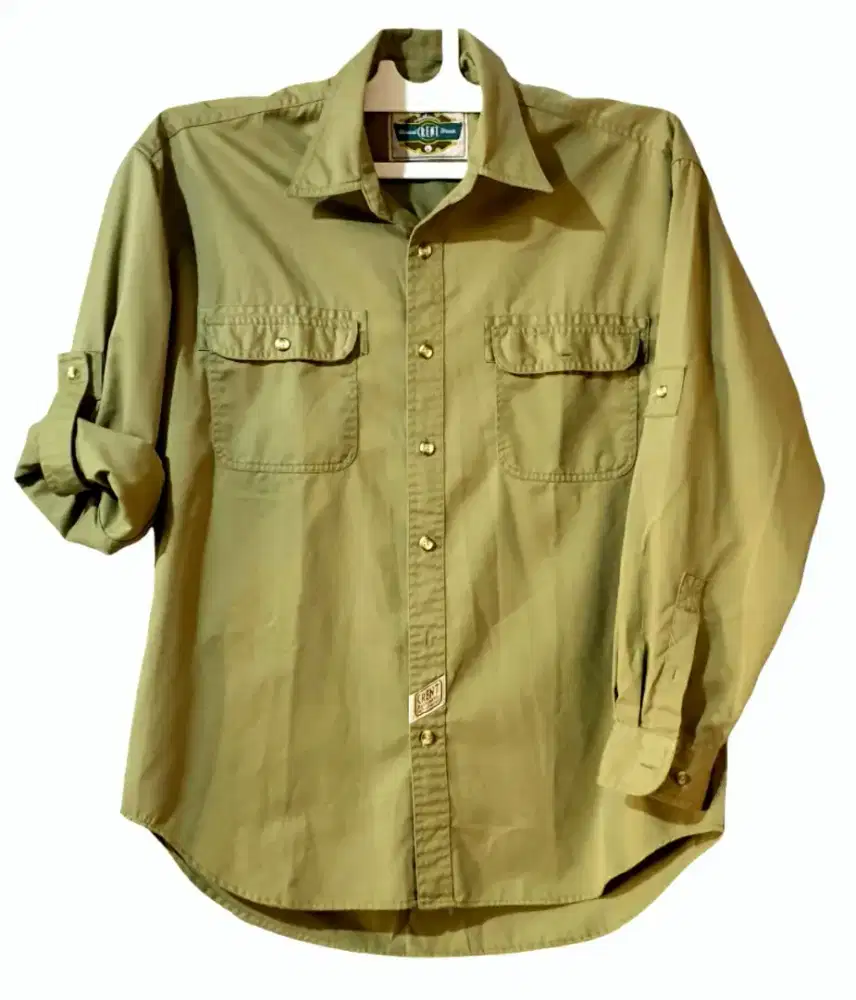 Kemeja Lengan Panjang, Size XL. Warna Olive Green / Zaitun.