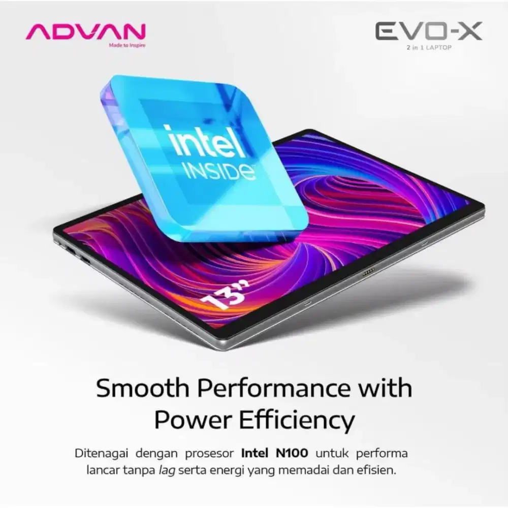 ADVAN LAPTOP 2IN1 EVO X13 INTEL PENTIUM 6500Y 12GB 512SSD 100%SRGB W11