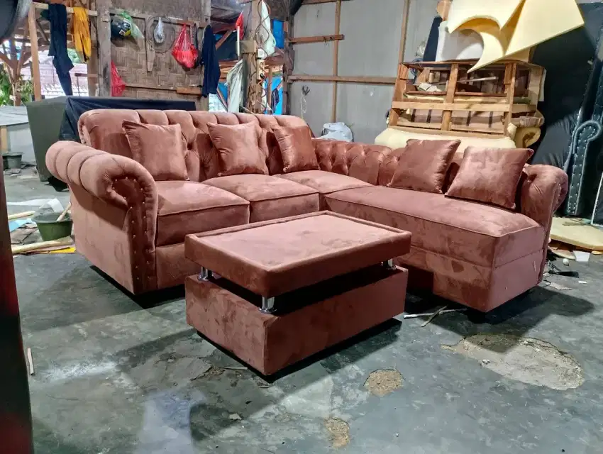 Sofa L kancing minimalis murah