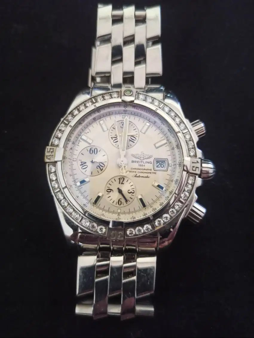 Breitling Chronomat A13356 Silver Dial Automatic Watch Jam Tangan