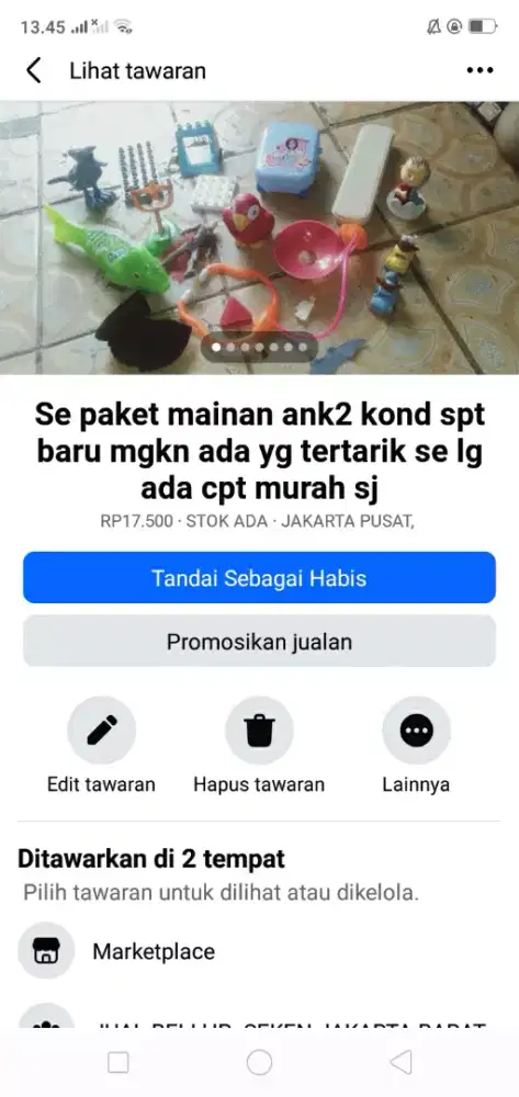 Se paket mainan ank2 kond spt baru mgkn ada yg tertarik murah sj cpt