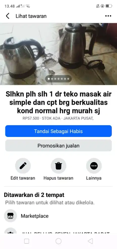 Slhkn plh slh 1 dr teko masak air dgn cpt brg berkualitas kond normal