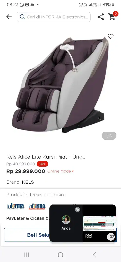 Kels alice lite kursi pijat